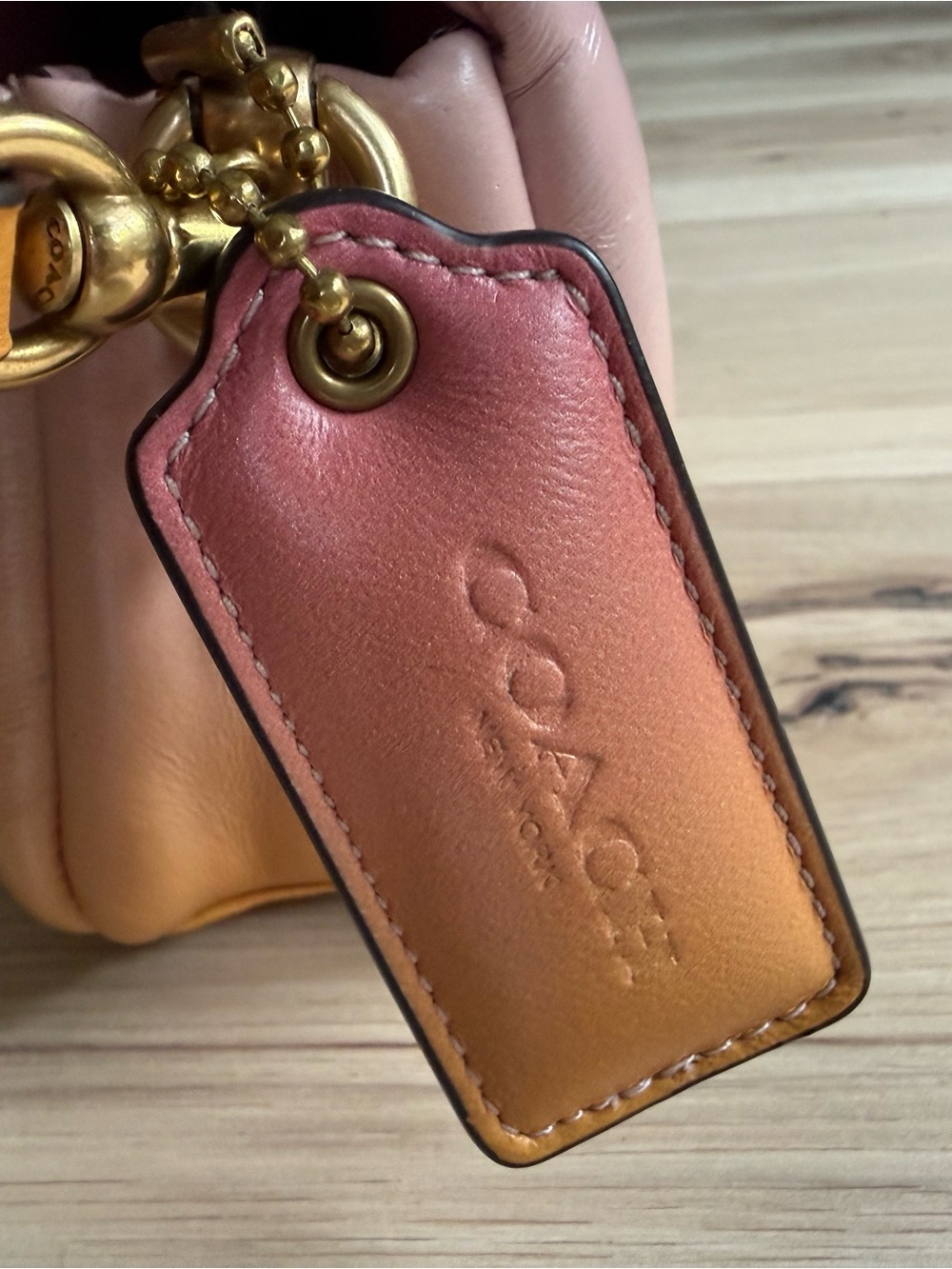 Coach Pink & Peach Gradient Leather hand Bag - Picture 4 of 6